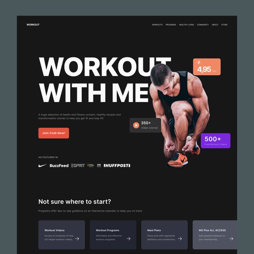 Workout landing page - UI Design