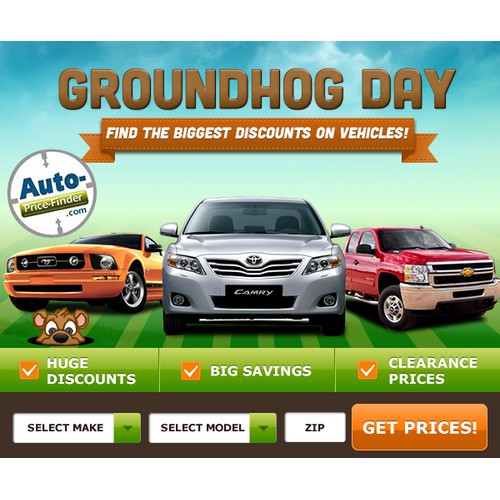 New banner ad wanted for a Cool Automotive Company - Groundhog Day Banner