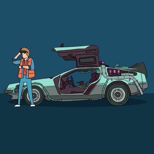 Illustrate a scene from Back to the Future