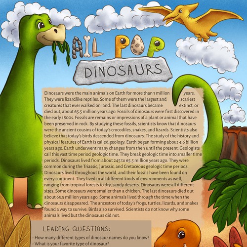 Design of a letter for a children's mailing list on the topic of dinosaurs from Mail Pop
