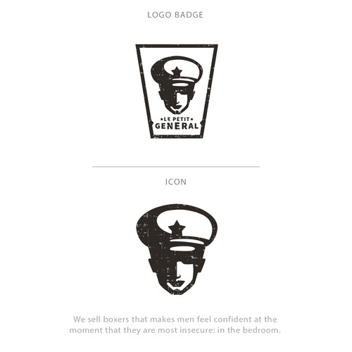 Logo badge design for a menswear brand.