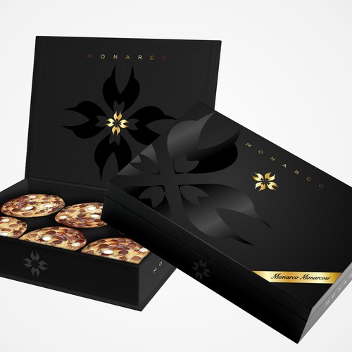 Innovative Design of a high-end cookie box with eye-catching style and typography for a startup