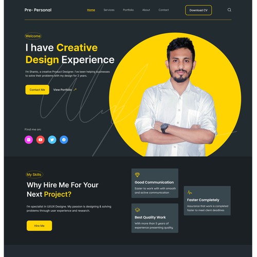 Personal Portfolio Website UI UX Template Design