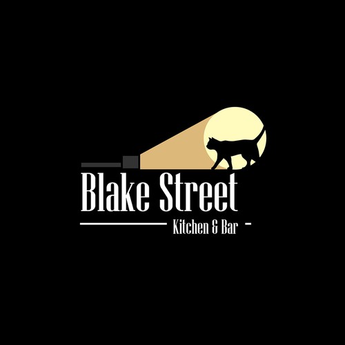 Design a trendy logo for Blake Street Kitchen and Bar – local café in the day and bar in the evening