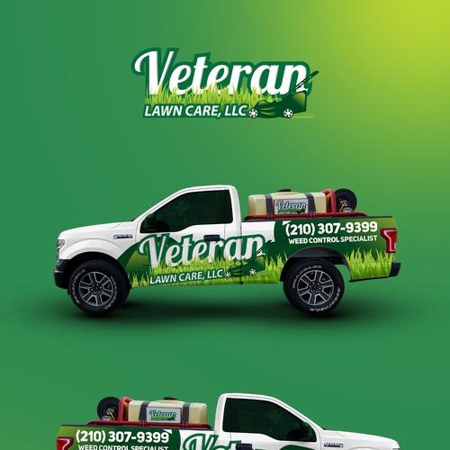 Vehicle Wrap Design For Veteran Lawn Care LLC