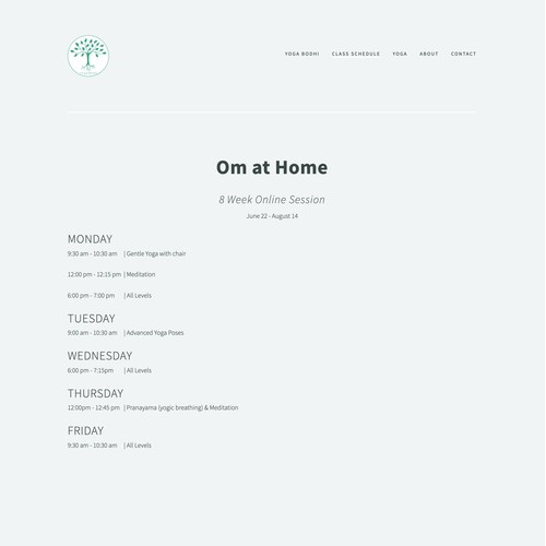 Simple Website Design for Yoga Studio