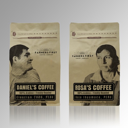 Ethical coffee company's first packaging/bag