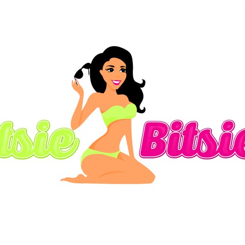 Fun, colorful, quirky beachwear clothing logo for Itsie Bitsie