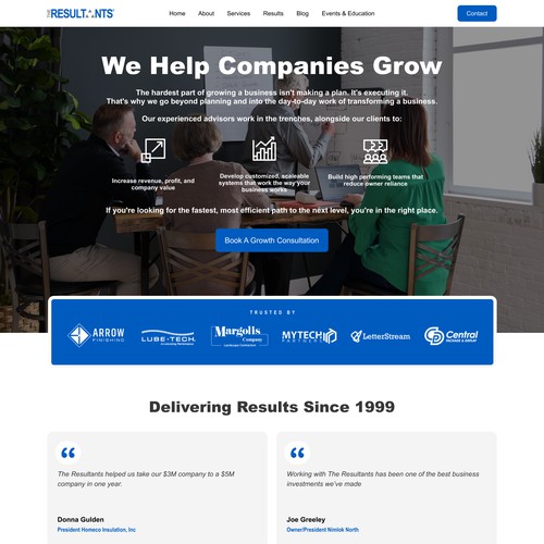 WEb Page design for busines consulting firm