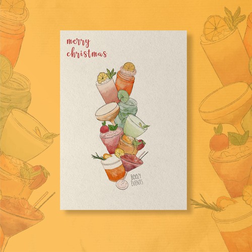 christmas card design about cocktails