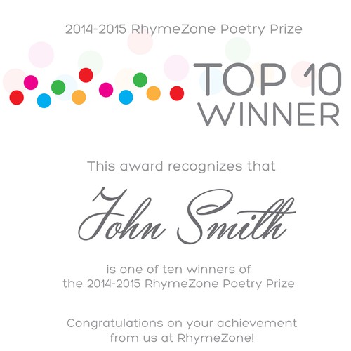 Create a beautiful award certificate for the RhymeZone Poetry Prize