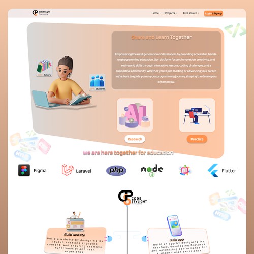 Landing page for education sharing