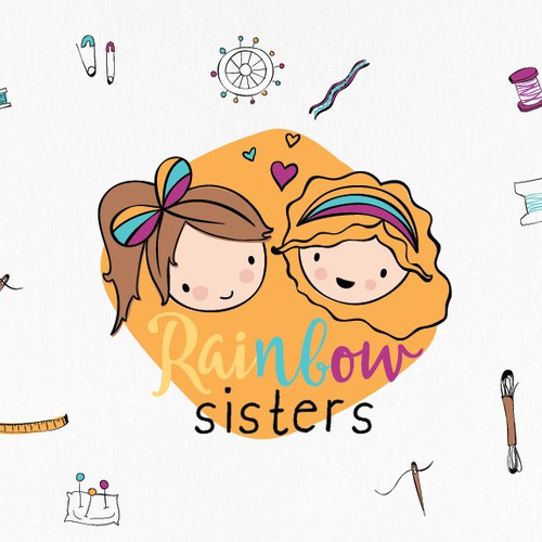 Adorable sisters illustration for their bag company