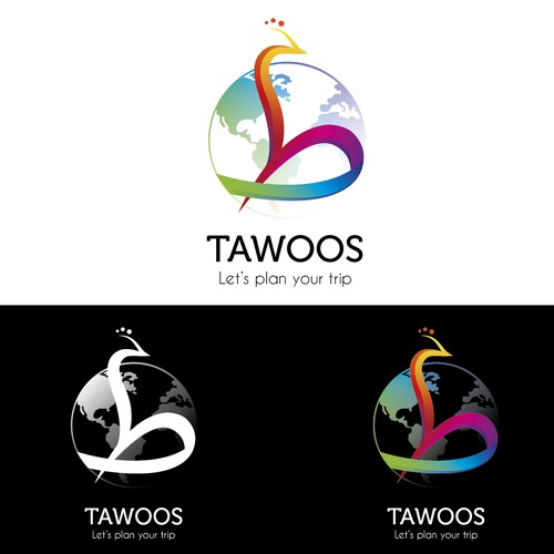 Concept de logo pour "Tawoos", une application pour prévoir son prochain voyage.