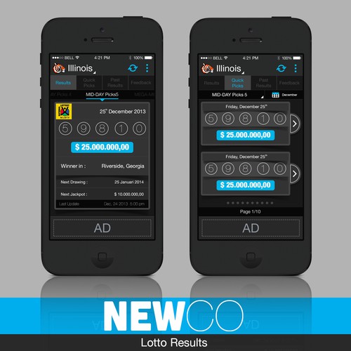 Play the lottery with a NEW App designed by you! Create a design for a NEW Lottery Results APP