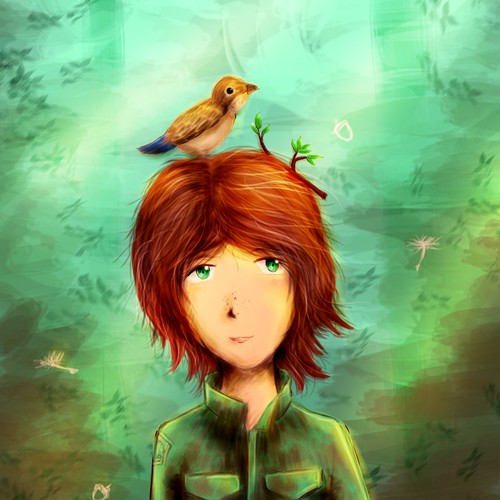 Whimsical Illustration of Forest Girl
