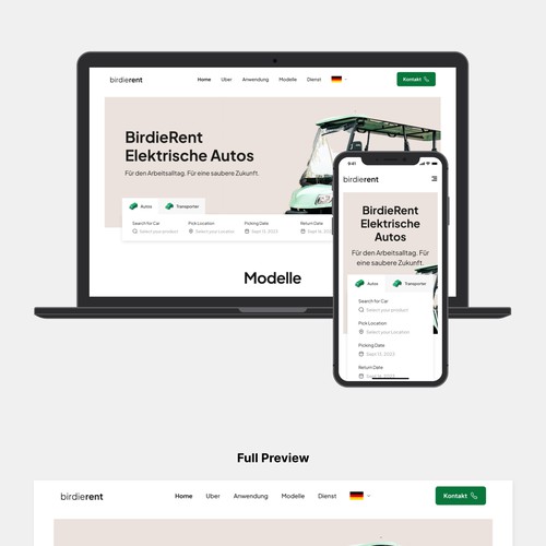 Car rental landing page