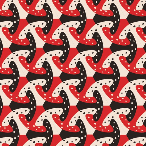 M.C. Escher inspired pattern for mushroom products