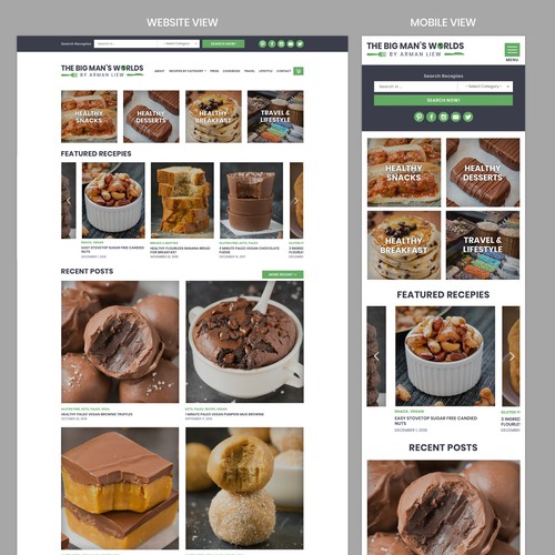 Landing Page and Website for Popular Healthy Recipe and Travel blog