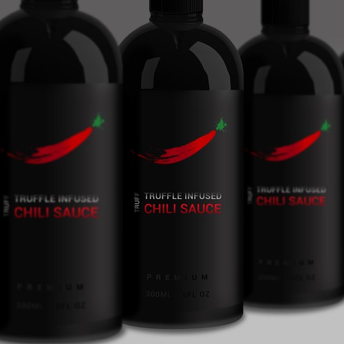 Design an eye catching bottle for a high end hot sauce brand