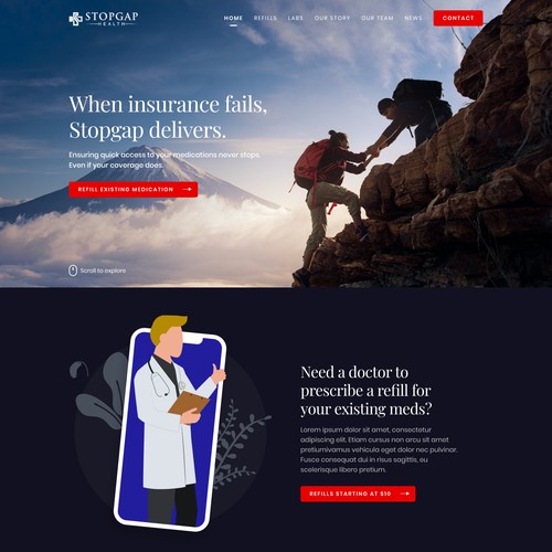 Landing Page Design Stopgap Health