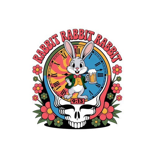 Rabbit clock t-shirt design