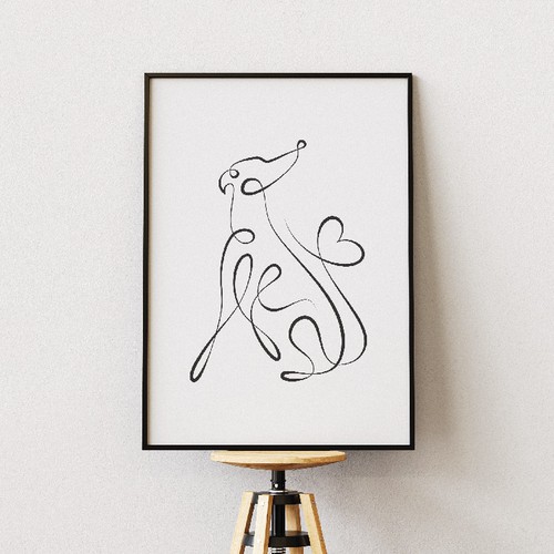 Whippet dog line art illustration