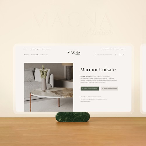 Website for a premium interior brand