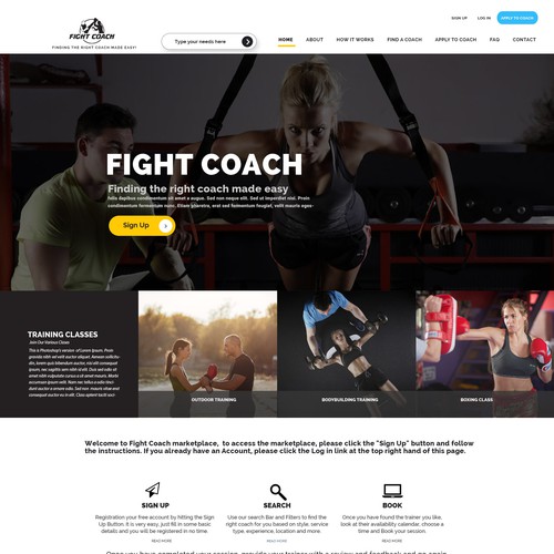 Fight Coach Landing page design