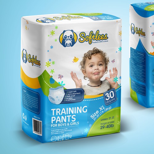 Eye-catching package for kids training pants