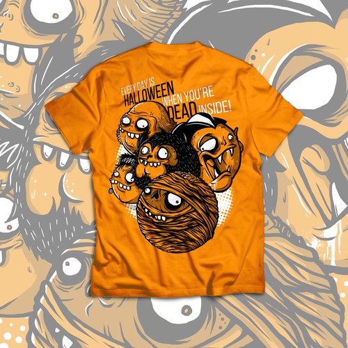 Halloween Monsters Orange Teeshirt Mockup