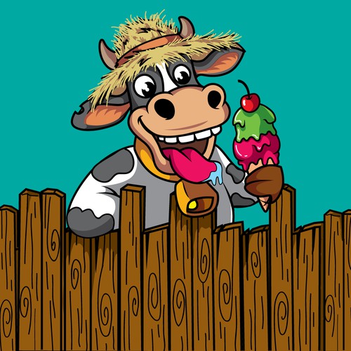 Fun Cow Logo For Ice Cream Shop