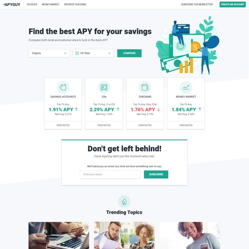 Webdesign for savings account comparison website