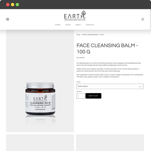 Earth from Earth - e-commerce store project