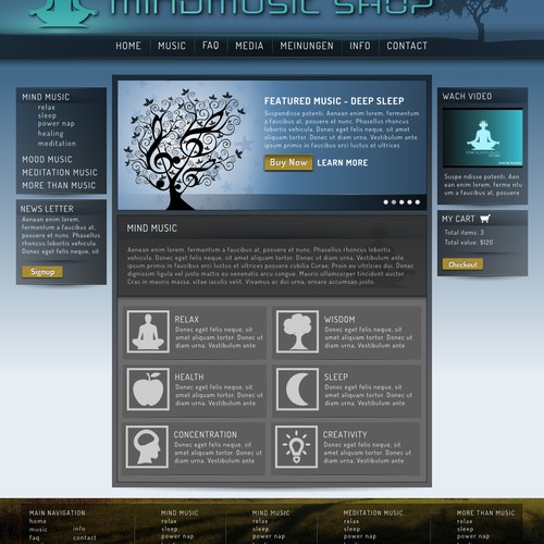 Need your good ideas for  an innovative web design for my Mindmusic Shop 