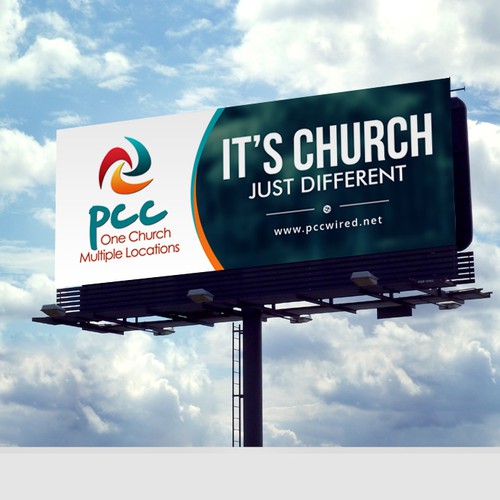 Create a bold, edgy, DIFFERENT outdoor sign for a multi-campus church