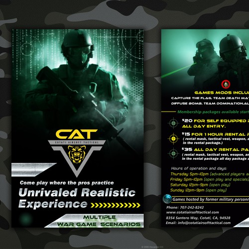 postcard or flyer for Cotati Airsoft Tactical