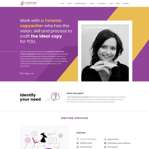 WEBSITE REDESIGN for Content Writing Business.