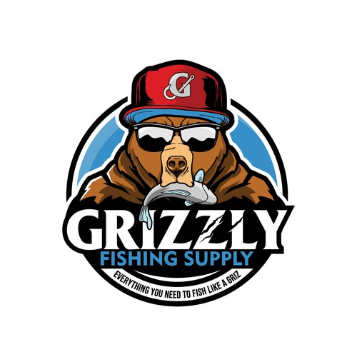Grizzly Bear Cartoon Character logo design