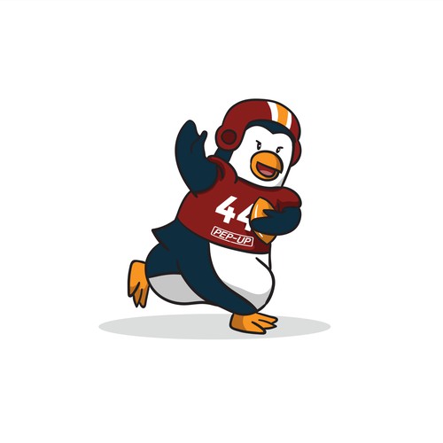 Penguin mascot with a football jersey