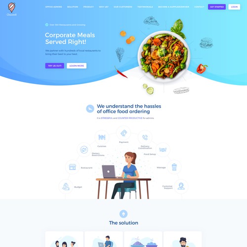 Corporate food delivery startup website