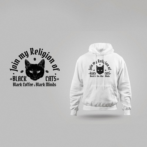 Black Cats, Coffee and Black minds apparel design