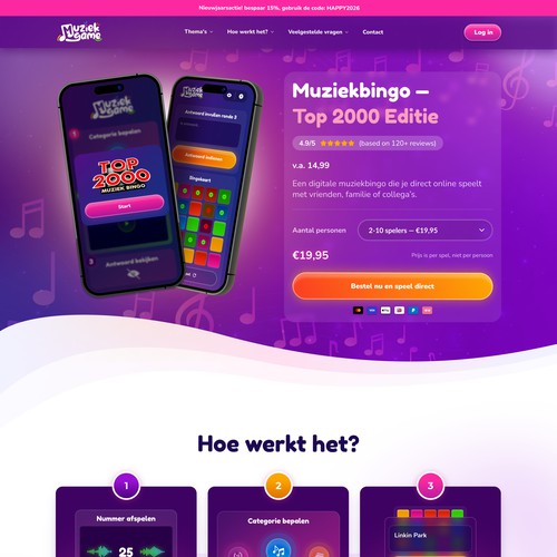 Design a Modern, Playful Website for a Digital Music Bingo Game