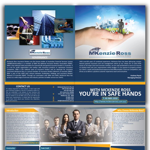 Create a corporate brochure for a dynamic commercial insurance broker