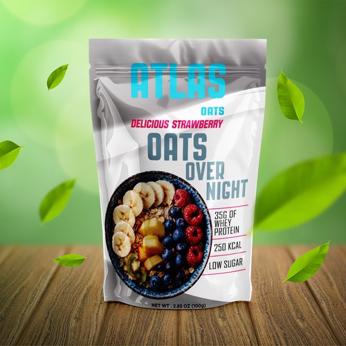 Packaging Design for Atlas Oats (Oats & Whey Protein Blend)