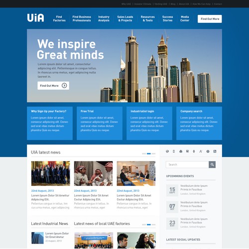 Homepage design for the Industrialists Association