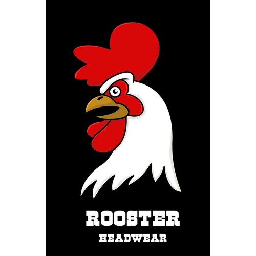 Create a rooster illustration for Rooster Headwear, a men's line of hats & caps.