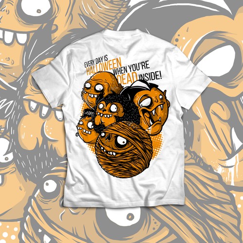 Halloween Monster White Teeshirt Mockup