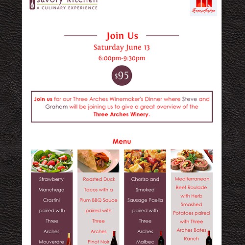  three arches winery dinner invitation 