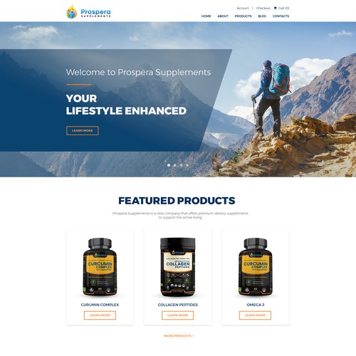Website Design for a Supplements' company focused on athletic lifestyle